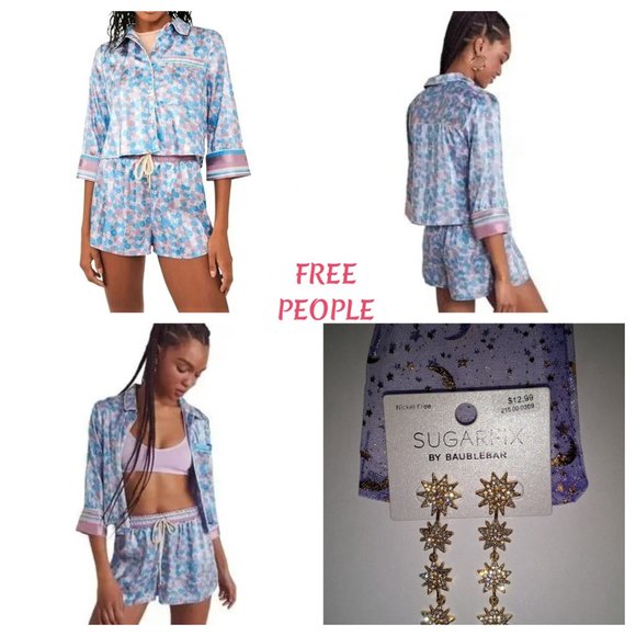 56% OFF 3Pc Nwt Free People Pillow Talk Satin Pajama Set LAVENDER & Nwt … - Picture 1 of 7